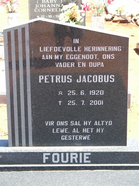FOURIE Petrus Jacobus 1920-2001