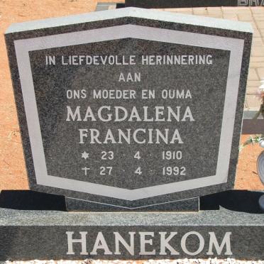 HANEKOM Magdalena Francina 1910-1992