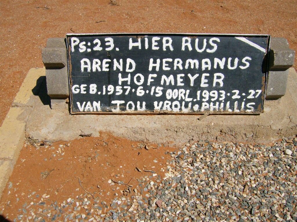 HOFMEYER Arend Hermanus 1957-1993