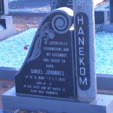 HANEKOM Daniel Johannes 1894-1979