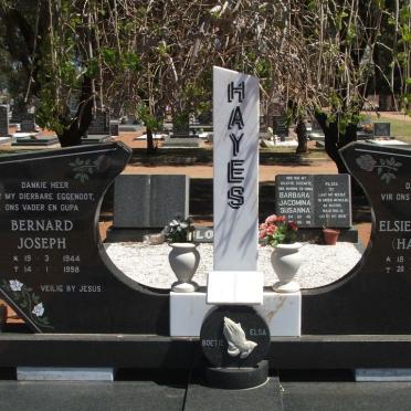 HAYES Bernard Joseph 1944-1998 &amp; Elsie Johanna HANEKOM 1951-2004