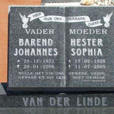 LINDE Barend Johannes, van der 1921-2006 &amp; Hester Sophia 1925-2005
