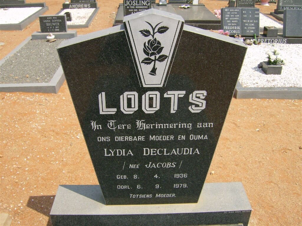 LOOTS Lydia Declaudia nee JACOBS 1936-1979