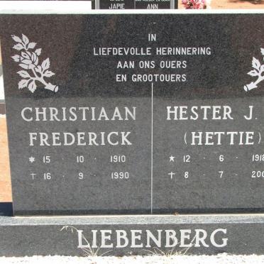 LIEBENBERG Christiaan Frederick 1910-1990 &amp; Hester J.S. 1918-2001