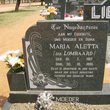 LIEBENBERG Christiaan Frederik 1912-1989 &amp; Maria Aletta LOMBAARD 1917-1981