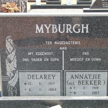 MYBURGH Delarey 1917-1984 &amp; Annatjie BEKKER 1919-2007