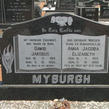 MYBURGH Dawid Jakobus 1913-1980 &amp; Anna Jacoba Elizabeth 1922-2003
