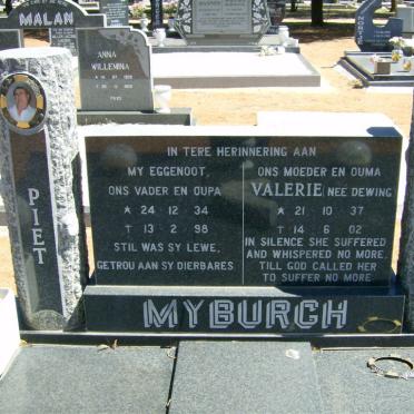 MYBURGH Piet 1934-1998 &amp; Valerie 1937-2002