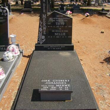 MERWE Thys, van der 1912-1995 &amp; Nellie 1920-2003 :: MERWE Dirk Gysbert Johannes, van der 1941-2001
