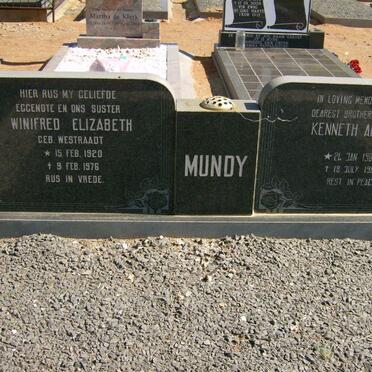 MUNDY Kenneth Albert 1902-1980 &amp; Winifred Elizabeth WESTRAADT 1920-1976