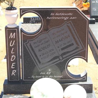 MULDER Kobus 1936-2004 &amp; Maryna 1942-