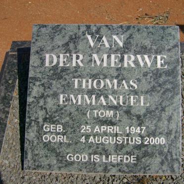 MERWE Thomas Emmanuel, van der 1947-2000