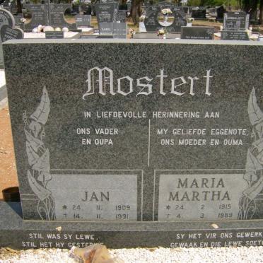 MOSTERT Jan 1909-1991 &amp; Maria Martha 1915-1989