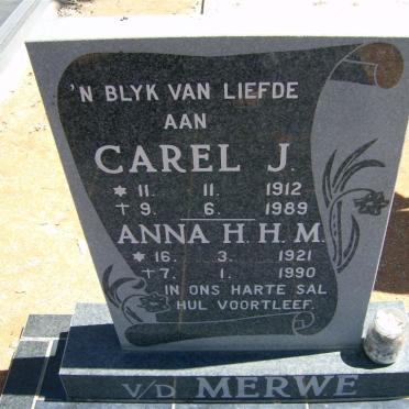 MERWE Carel J., v.d. 1912-1989 &amp; Anna H.H.M. 1921-1990