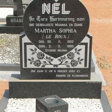 NEL Martha Sophia nee LE ROUX 1920-1980