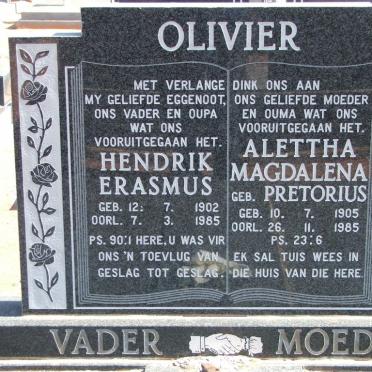 OLIVIER Hendrik Erasmus 1902-1985 &amp; Alettha Magdalena PRETORIUS 1905-1985