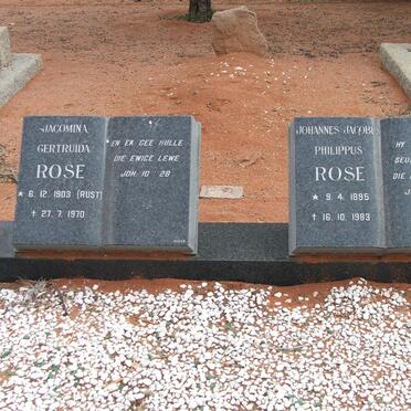 ROSE Johannes Jacobus Philippus 1895-1983 &amp; Jacomina Gertruida RUST 1903-1970