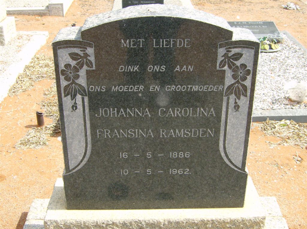 RAMSDEN Johanna Carolina Fransina 1886-1962