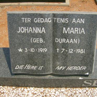 SERFONTEIN Christiaan Jacobus 1917-1995 &amp; Johanna Maria DURAAN 1919-1981
