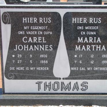 THOMAS Carel Johannes 1906-1988 &amp; Maria Martha 1903-1992