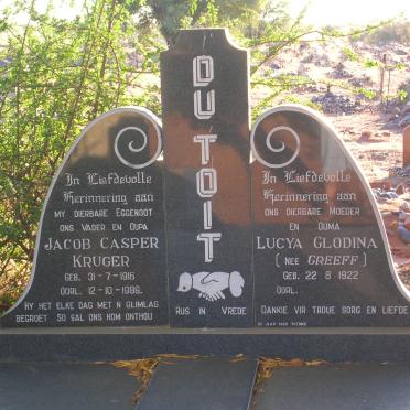 TOIT Jacob Casper Kruger, du 1916-1986 &amp; Lucya Glodina GREEFF 1922-