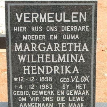 VERMEULEN Margaretha Wilhelmina Hendrika nee VLOK 1898-1983