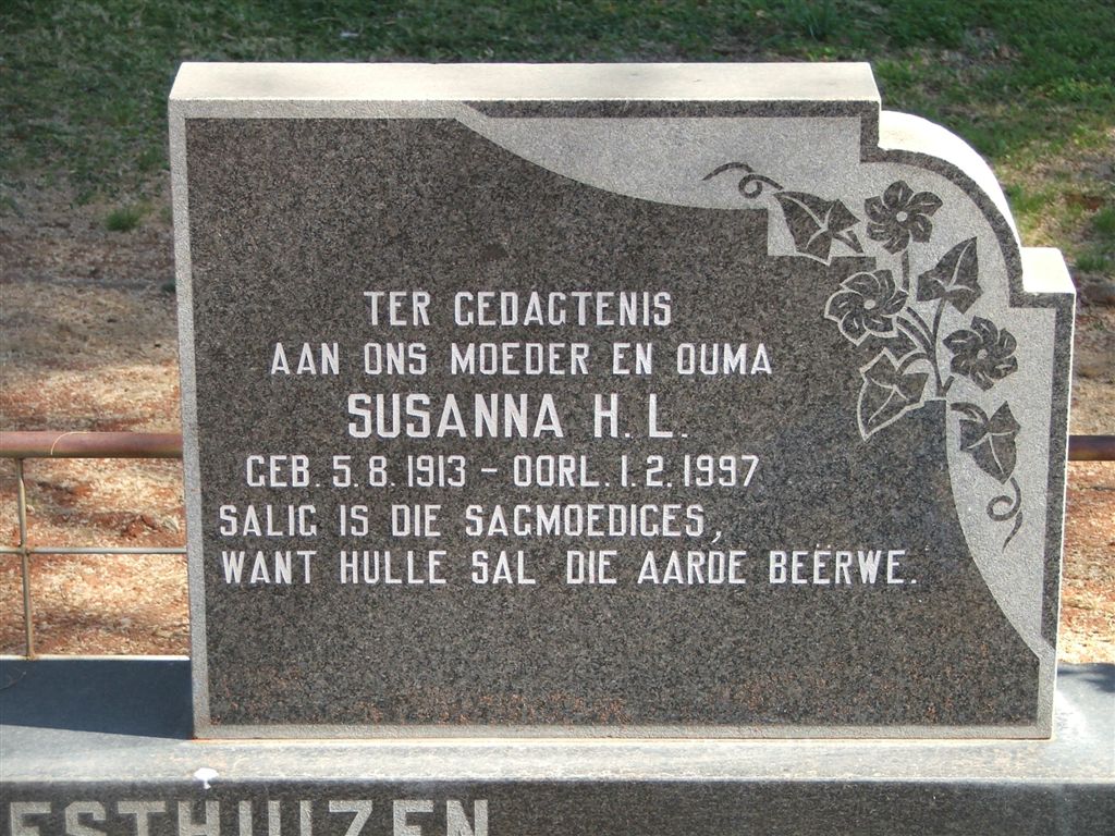 WESTHUIZEN Susanna H.L., van der 1913-1997