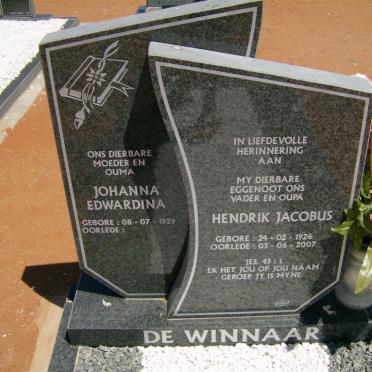 WINNAAR Hendrik Jacobus, de 1926-2007 &amp; Johanna Edwardina 1929-
