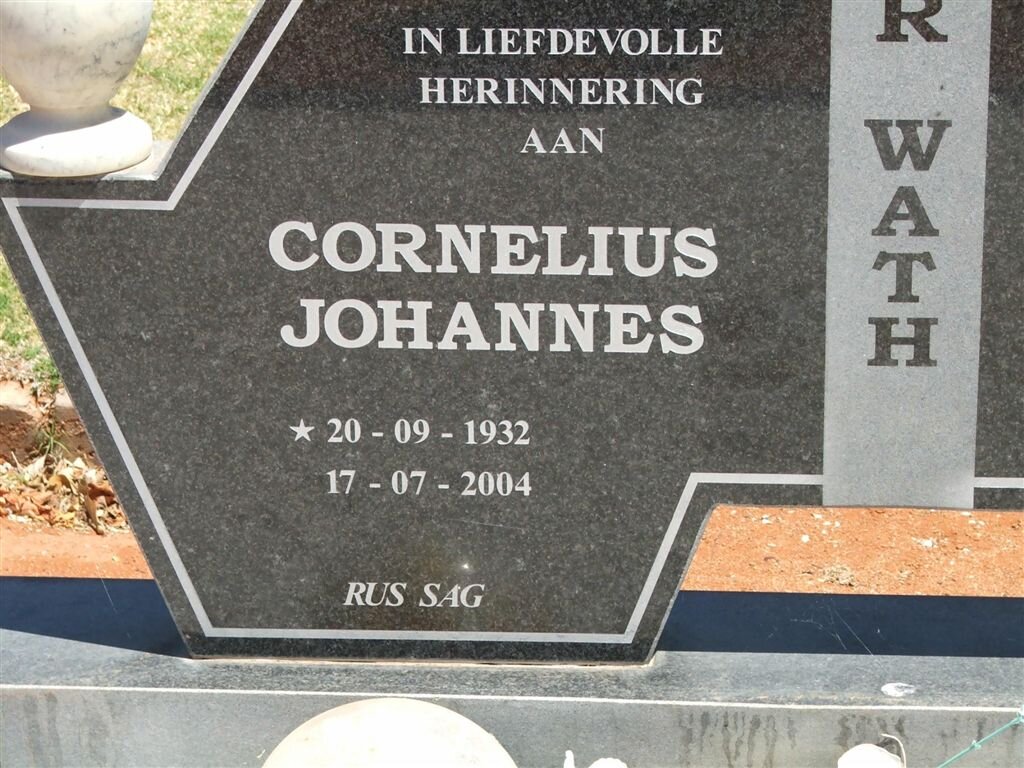 WATH Cornelius Johannes, van der 1932-2004