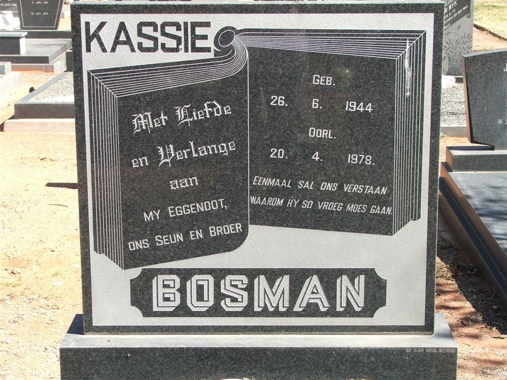 BOSMAN Kassie 1944-1978