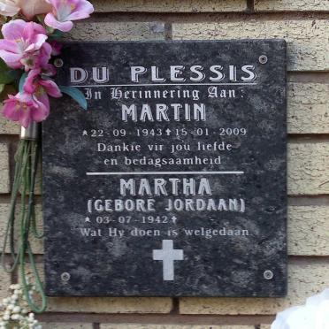 PLESSIS Martin, du 1943-2009 &amp; Martha JORDAAN 1942-