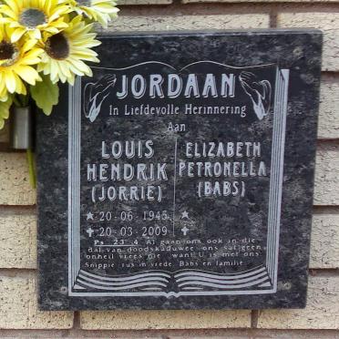 JORDAAN Louis Hendrik 1945-2009 &amp; Elizabeth Petronella 