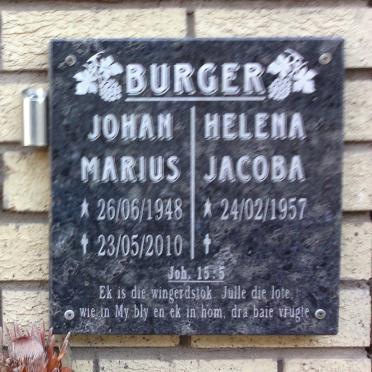 BURGER Johan Marius 1948-2010 &amp; Helena Jacoba 1957-