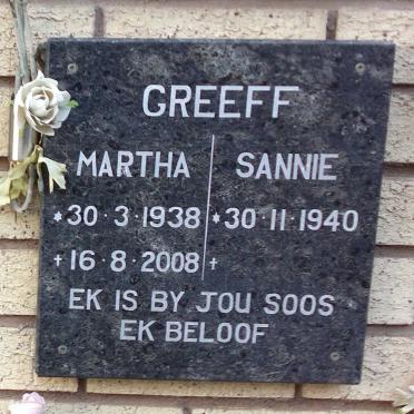 GREEFF Sannie 1940- &amp; Martha 1938-2008