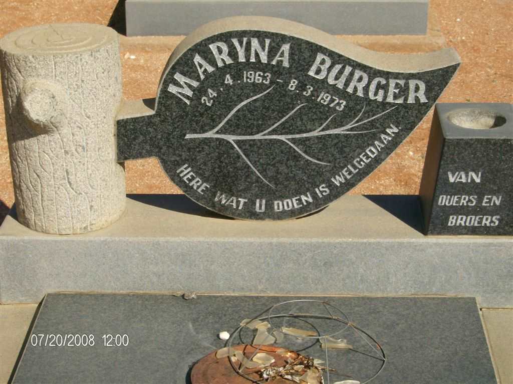 BURGER Maryna 1963-1973