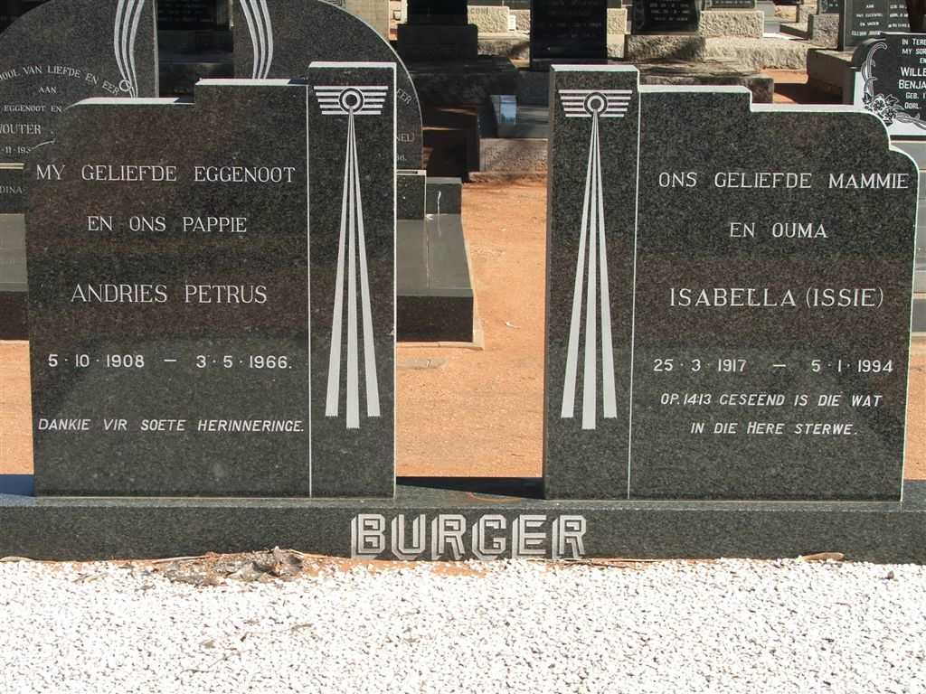 BURGER Andries Petrus 1908-1966 &amp; Isabella 1917-1994