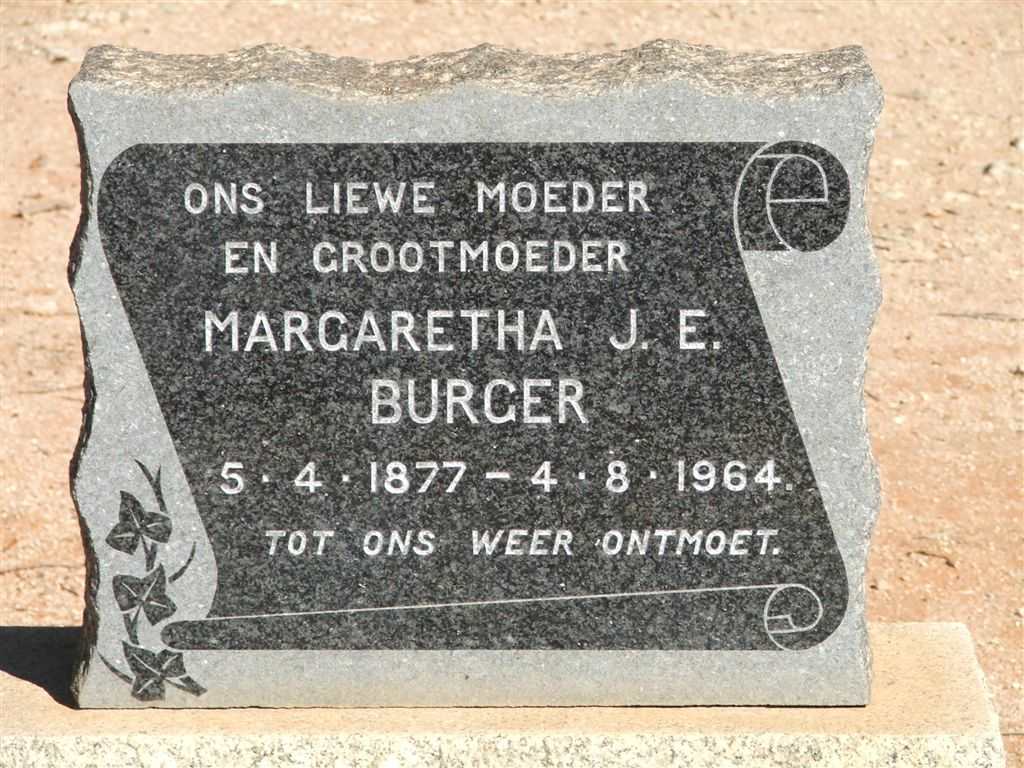 BURGER Margaretha J.E. 1877-1964