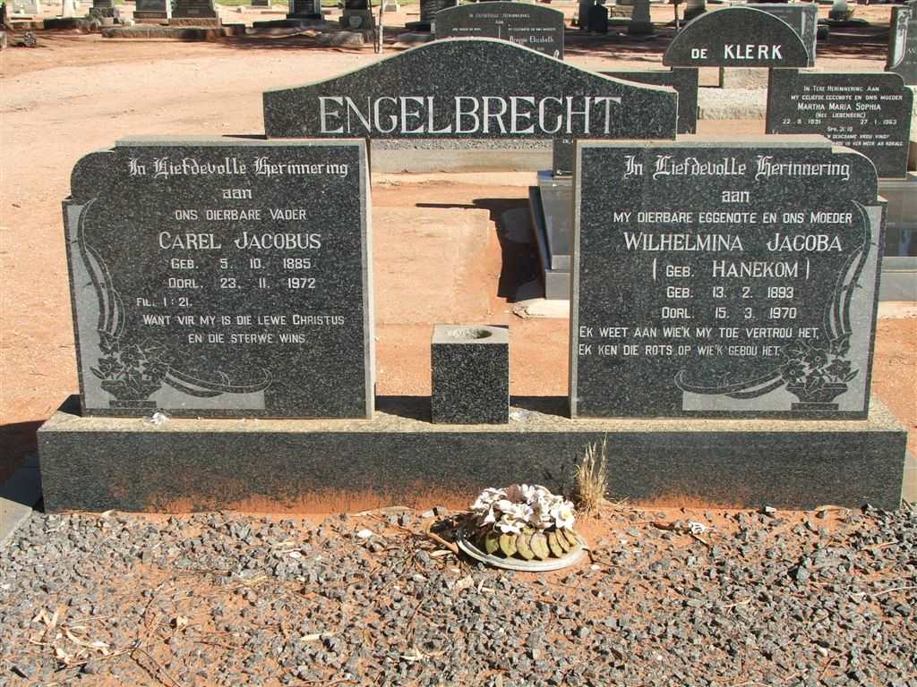 ENGELBRECHT Carel Jacobus 1885-1972 &amp; Wilhelmina Jacoba HANEKOM 1893-1970