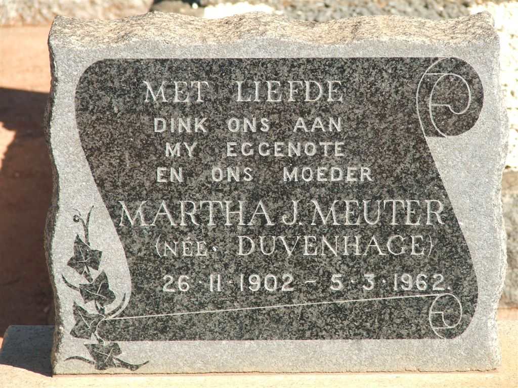 MEUTER Martha J. nee DUVENHAGE 1902-1962