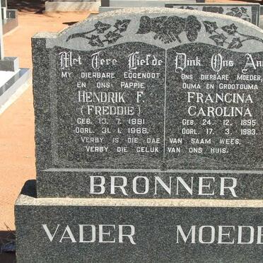 BRONNER Hendrik F. 1891-1968 &amp; Francina Carolina 1895-1983