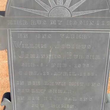 BURGER Willem Jacobus Johannes 1875-1933