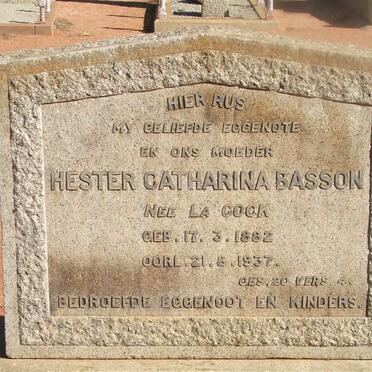 BASSON Hester Catharina nee LA COCK 1882-1937