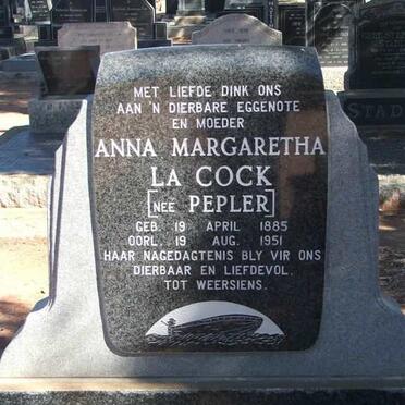 COCK Anna Margaretha, la nee PEPLER 1885-1951