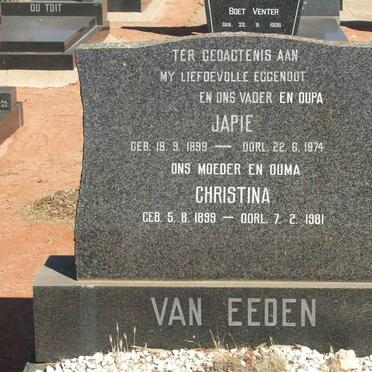 EEDEN Japie, van 1899-1974 &amp; Christina 1899-1981
