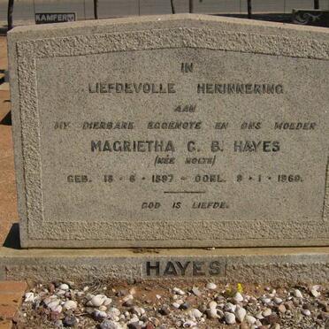 HAYES Magrietha C.B. nee NOLTE 1897-1960