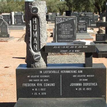 HUMAN Frederik Ryk Edmund 1922-1978 &amp; Johanna Dorothea 1923-