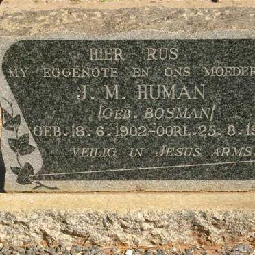 HUMAN J.M. nee BOSMAN 1902-1957