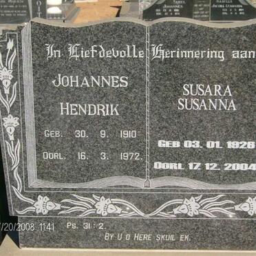JORDAAN Johannes Hendrik 1910-1972 &amp; Susara Susanna 1926-2004