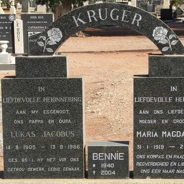 KRUGER Lukas Jacobus 1905-1966 &amp; Maria Magdalena 1919-2004 :: KRUGER Bennie 1940-2004