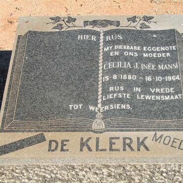 KLERK Cecilia J., de nee MANS 1880-1964